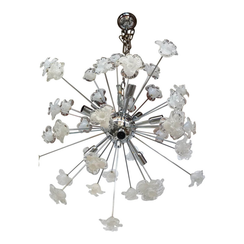 Murana 10 - Light Steel Chandelier, Clear/Red, Brushed Brass, 21" Length x 21" Width x 21" Height