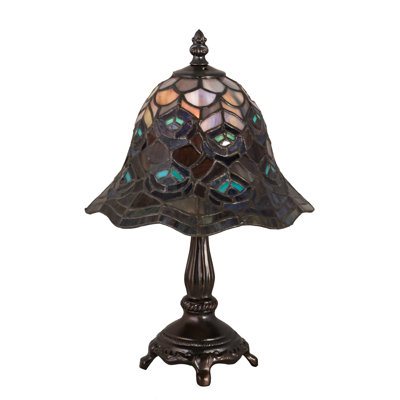 Mini lampe à plumes 13,5" tiffany peacock
