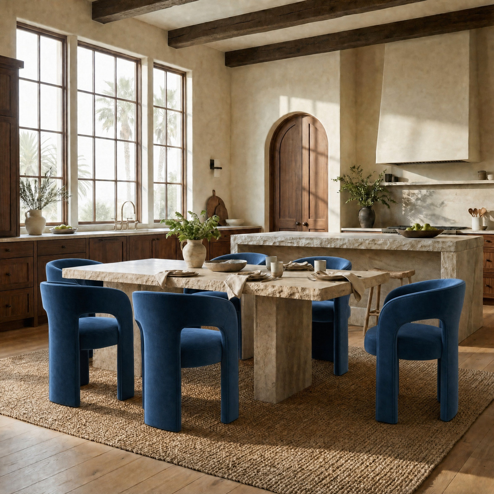 Meline Dining Chair, Navy Velvet