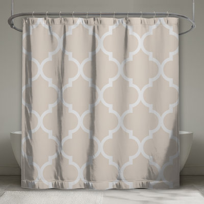 Rideau de douche beige à motif treillis marocain très long