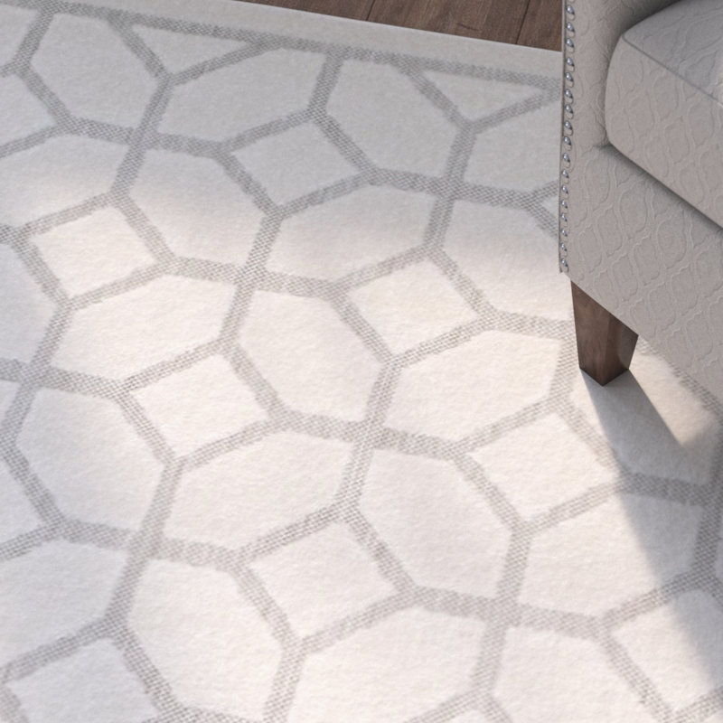 Tapis intérieur / extérieur gris clair / crème Woodford, Rectangle 4 pi x 6 pi