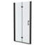 Porte de douche pliante de 71 cm x 183 cm avec cadre en aluminium noir mat, verre trempé et pellicule anti-explosion