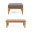 Ensemble de canapé d'extérieur, repose-pieds et table 3 pièces, bois d'acacia brun teck, gris