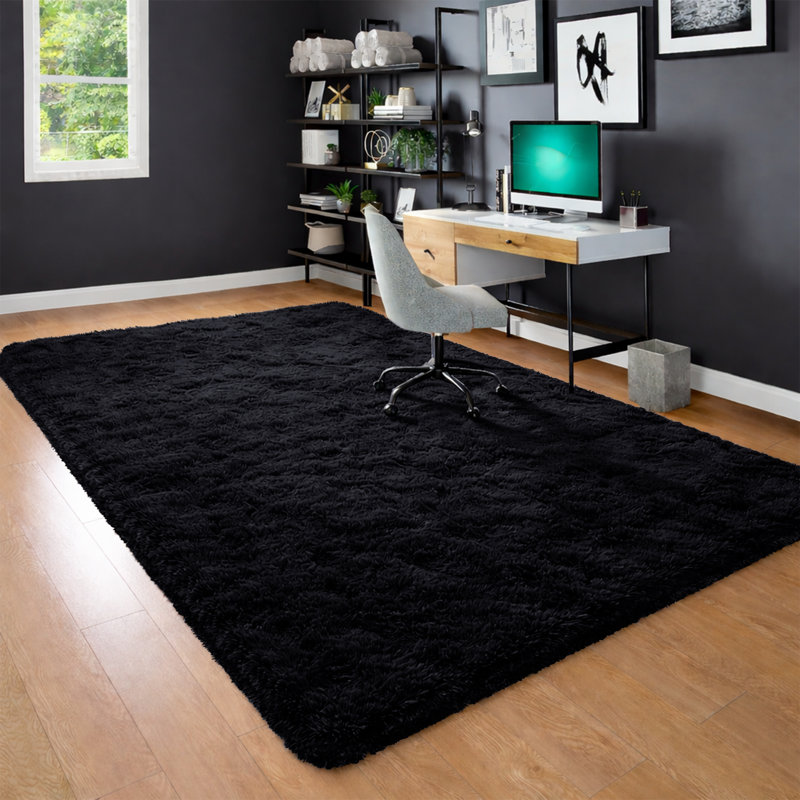 Standard Shag Area Rug, Black, Rectangle 120 x 170 cm