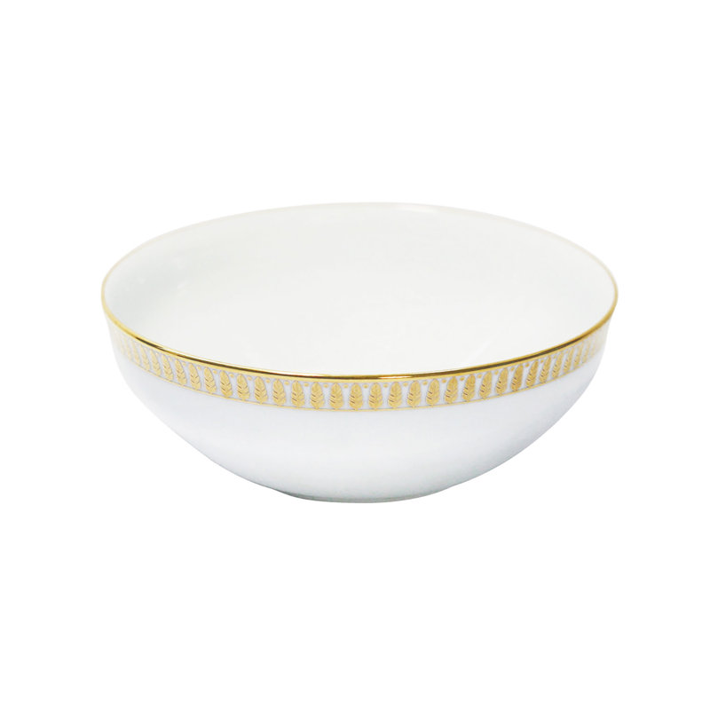 Plumes Porcelain Salad Bowl, Gold