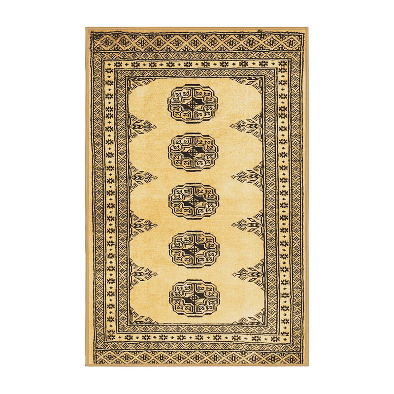 Tapis oriental oriental fabriqué à la machine en brun, Rectangle 4 pi x 6 pi