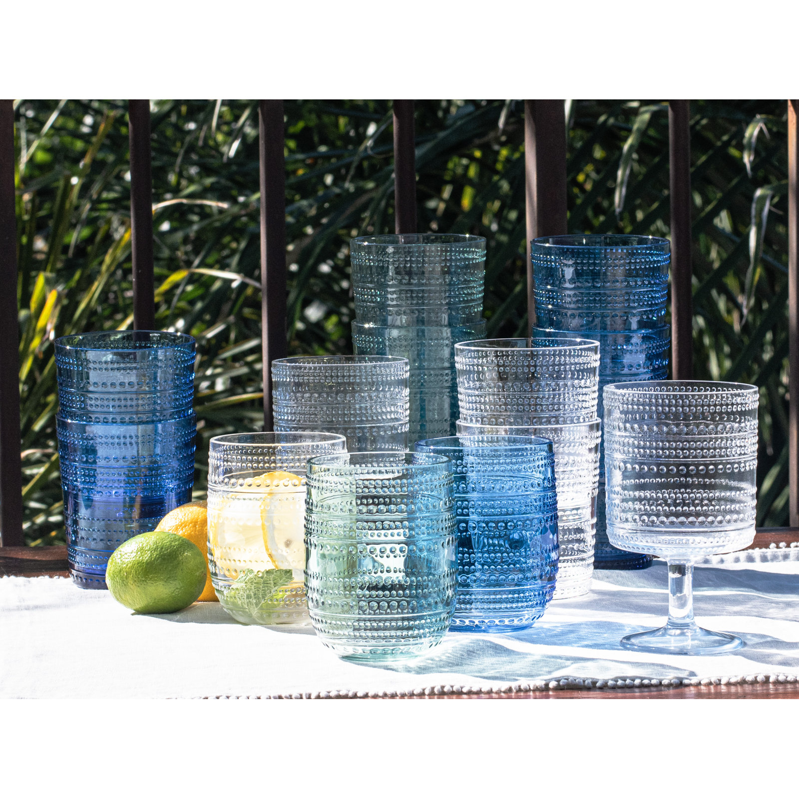 Chaplin Acrylic Drinking Glass Set, 16oz., Green
