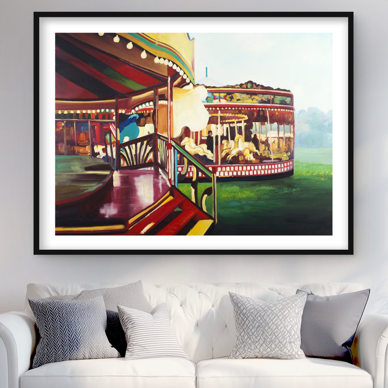 Carousel in a Carnaval - Framed Matted Print for Home Decor