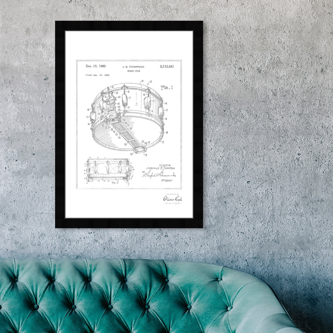 'Snare Drum 1962' Framed Graphic Art in Silver