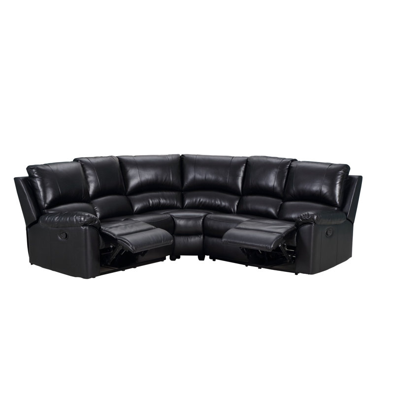 Annaira 128" Wide Faux Leather Symmetrical Reclining Corner Sectional, Power