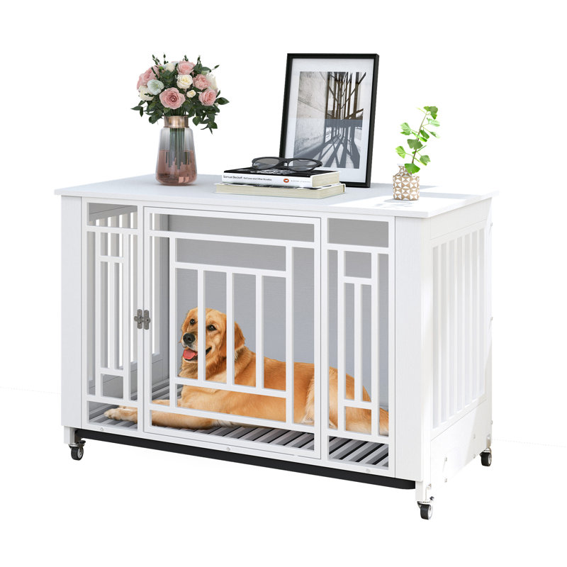 Meuble pour chien avec cage amovible Balconera, H 29,3 po x l 38,2 po x P 26 po, Blanc