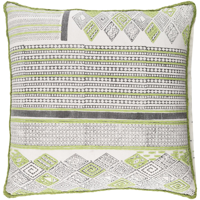 Aba Geometric Cotton Pillow Cover, 22" H x 22" W x 1" D, No Fill