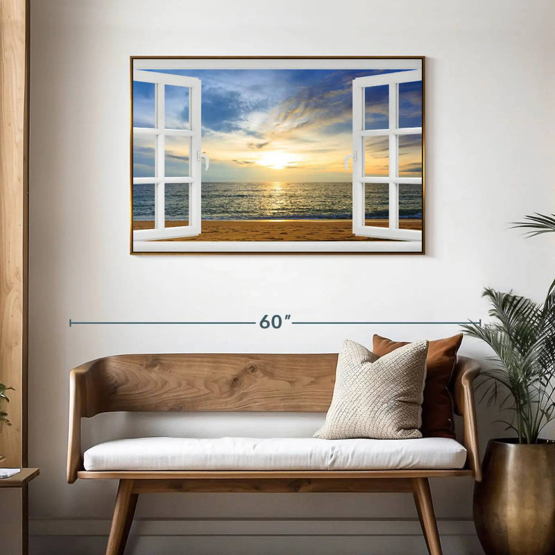 Fenêtre à Bleeker éthéré, Cadre flottant doré, 43 po x 29 po