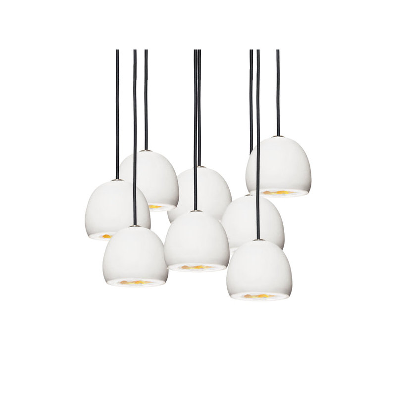 8 - Light Chandelier, Matte White/Brass, 96" H x 24" W x 24" D, Black