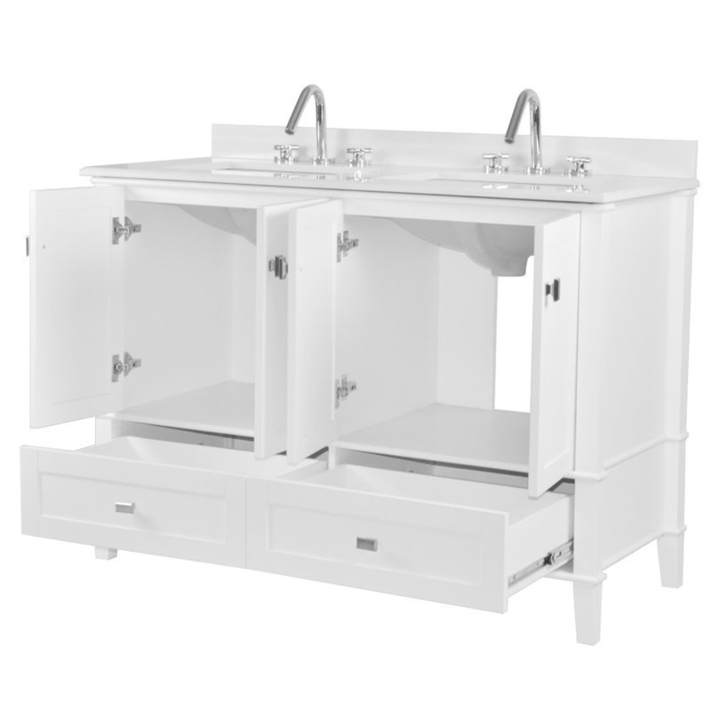 Akshayan 49” Double Vanity With Quartz Top, White