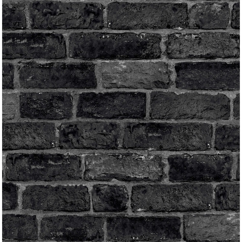 Fresco House Industrial Brick Wallpaper, Brick Charcoal