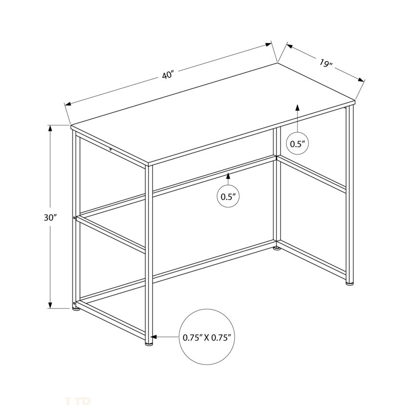 Bureau d'ordinateur moderne en stratifié gris avec tiroirs de rangement, polyvalent pour le bureau à domicile et les espaces compacts, à gauche ou à droite.