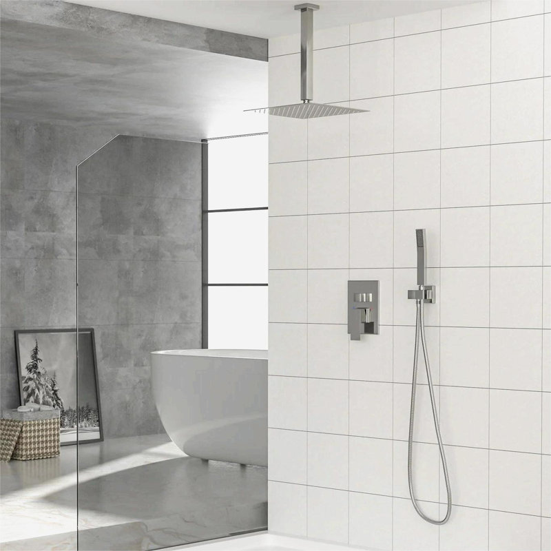 Robinet de douche avec valve brute, Nickel brossé