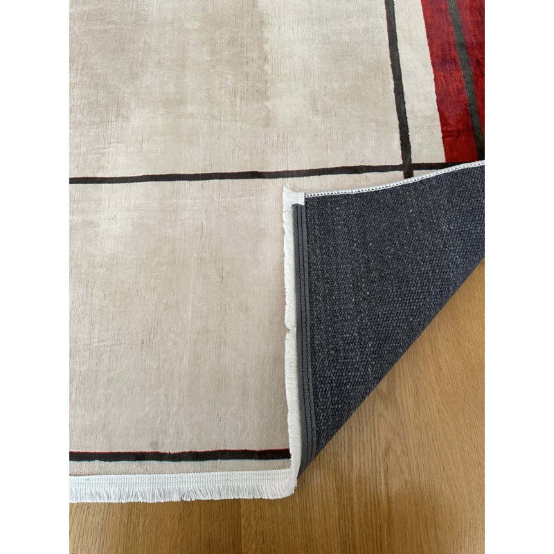 Tapis en coton avec envers antidérapant Lanney, Rectangle 5 pi 11 po x 7 pi 3 po