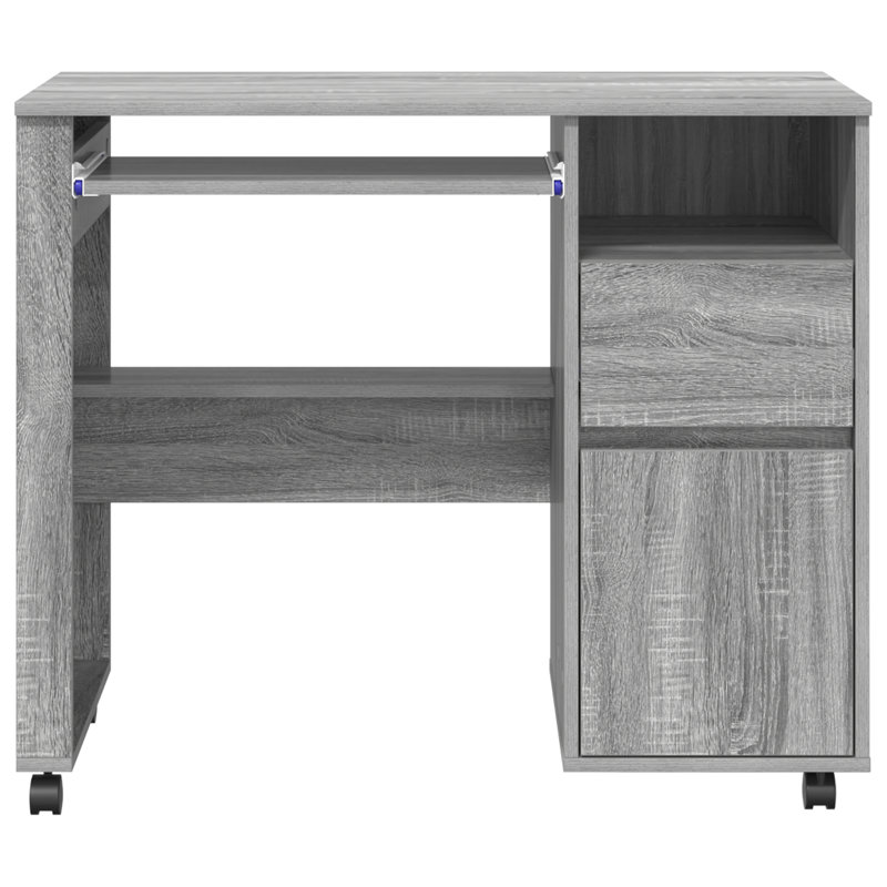 Computer Desk Engineered Wood Compact Drawers, Grey Sonoma