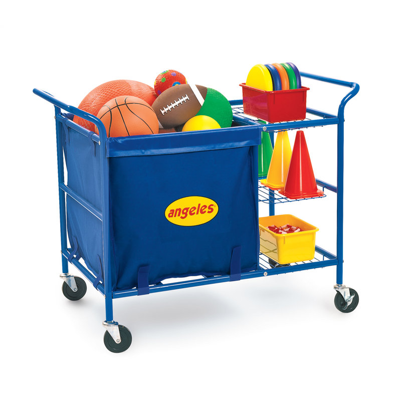 Blue Steel and Nylon 3-Shelf Rolling Ball Cart