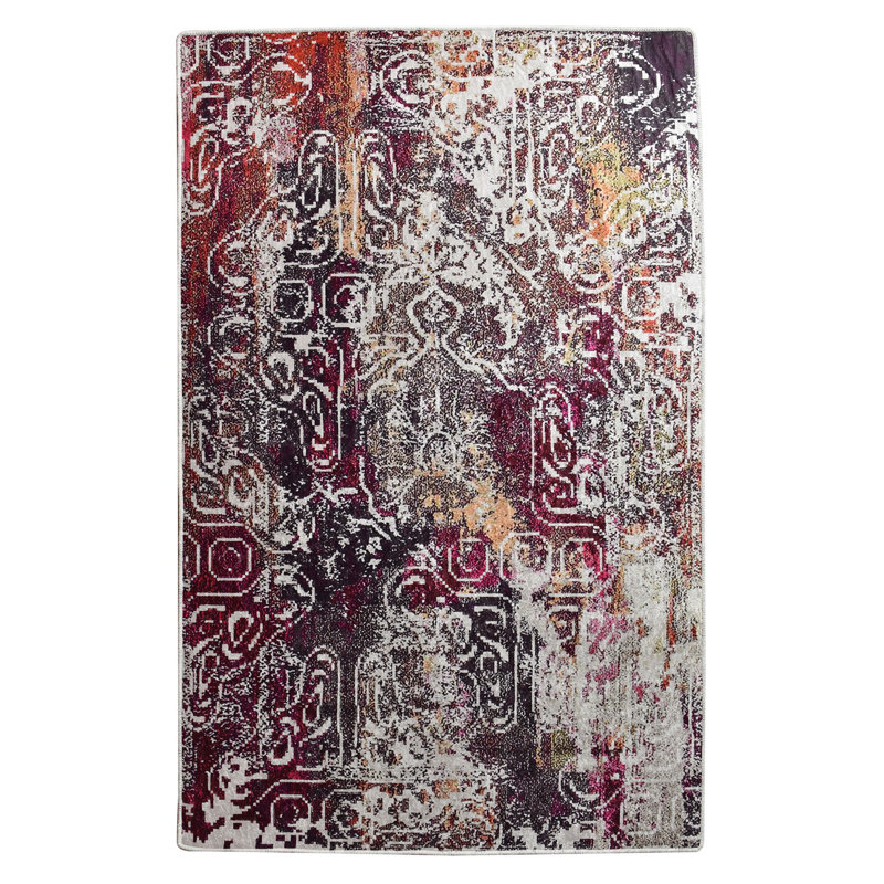 Premium Area Rug (5.2 x 7.5 ft), 100% Polyester, 0.2 in Pile Height | Antibacterial, Non-Slip Underside, Machine Washable | Elegant Design for Living Room & Bedroom Decor, Soft and Durable