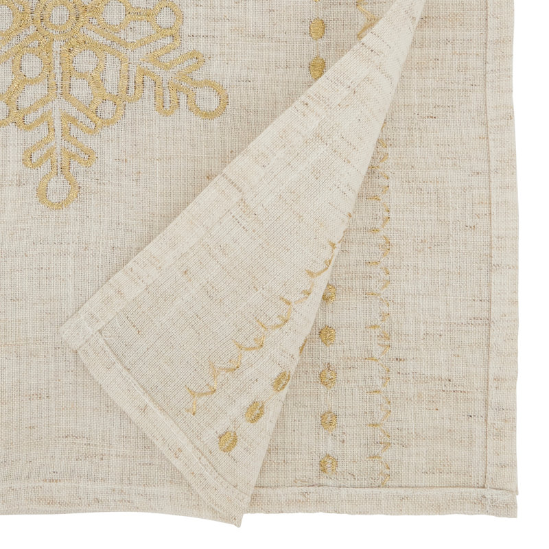 Natural Polyester Snowflake Embroidered Winter Table Runner