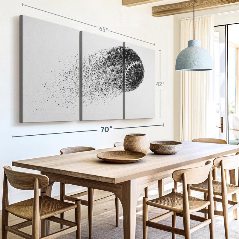 «Abstract Baseball» sur toile, H 42 po x l 65 po x P 1,25 po