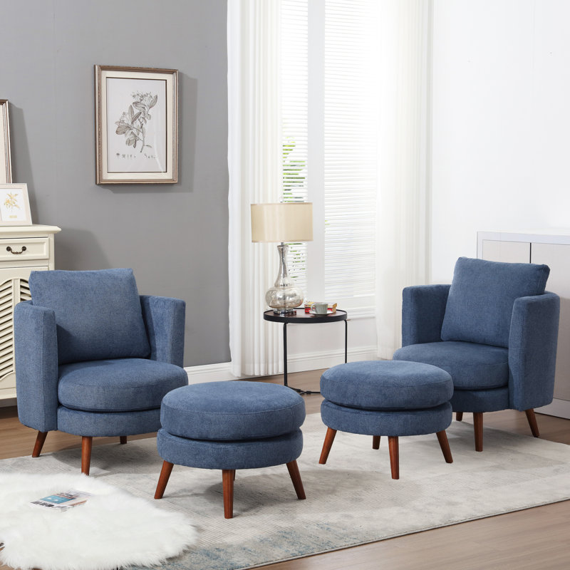 Fauteuil Kearah, Noyer, Bleu marine
