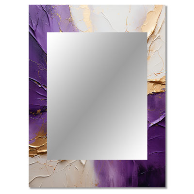 Gold And Purple Lunar Vector - Abstract Spirals Decorative Wall Mirror, Beige Mirror, Printed Metal Art