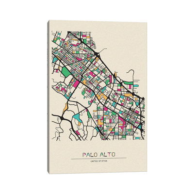 Palo Alto, carte de la Californie par Ayse Deniz Akerman - Giclée sur toile tendue avec châssis