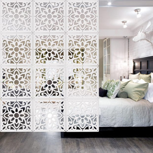 12 PCS Hanging Room Divider Decorative Thick Wall Screen Panels Floral Carving Pattern Hollow Out Design
