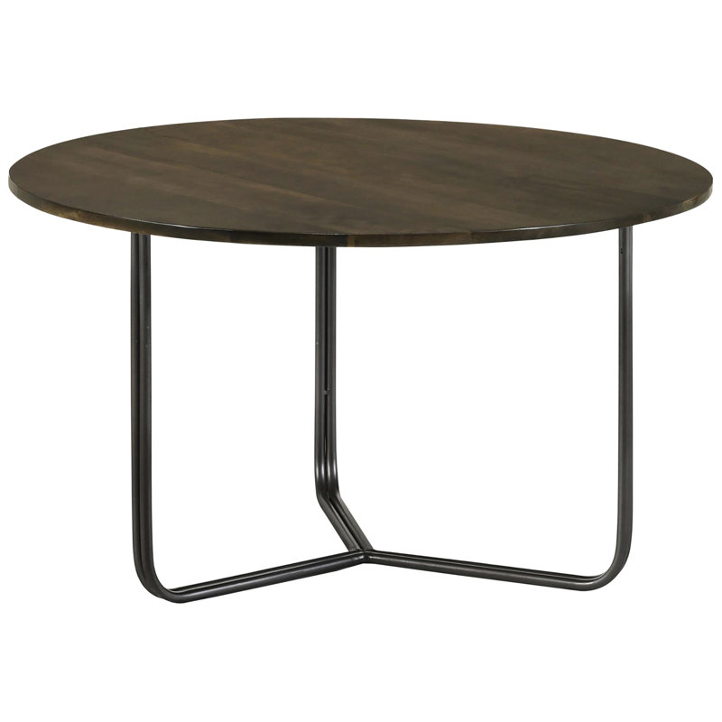 Table d'appoint moderne moderne en bois de manguier avec pieds industriels en bronze industriel et surface naturelle spacieuse