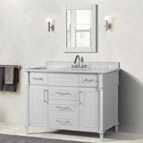 48” Single Vanity Set With White Carrara Marble Top and Mirror