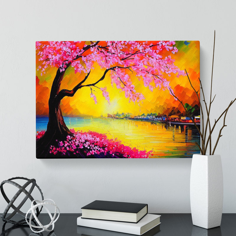 Cherry Blossom Tree Glow - Wrapped Canvas, 35cm H x 50cm W x 3cm D