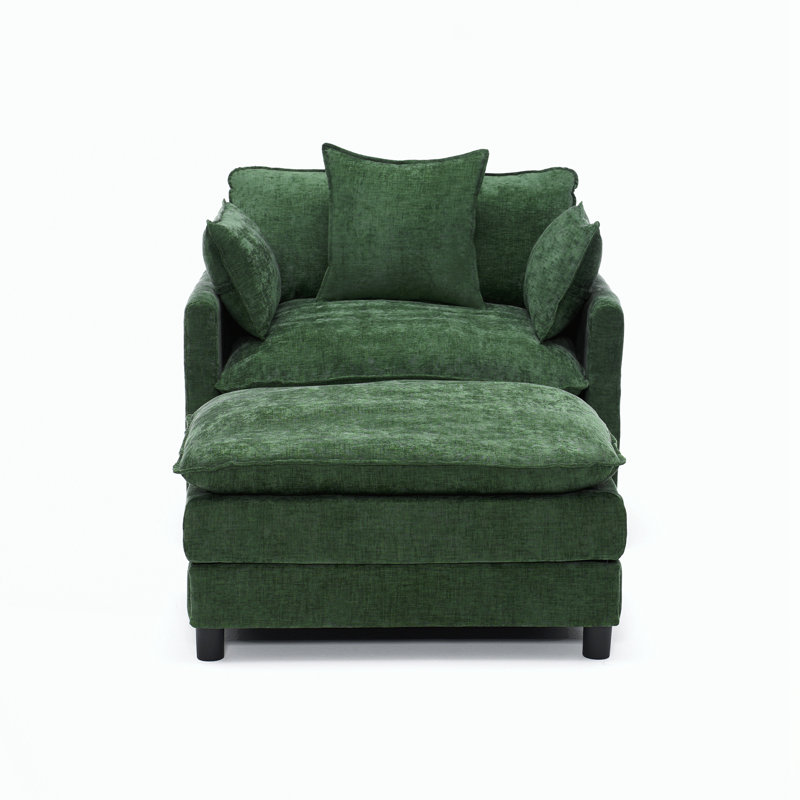 Chaise d'appoint moderne avec repose-pieds, Vert