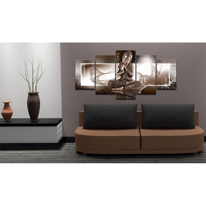 Musing Buddha - Ensemble de 5 impressions sur toile tendue, H 20 po x l 40 po x P 1 po