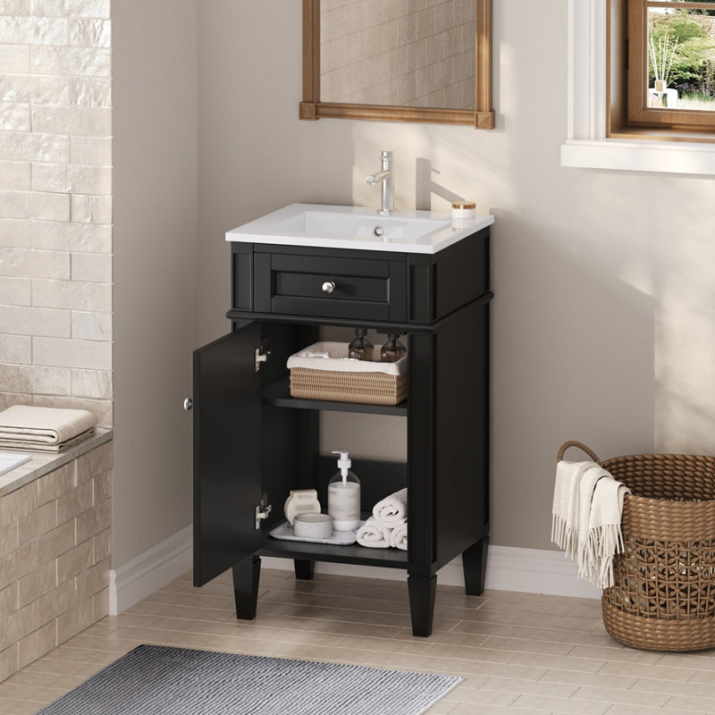 Meuble-lavabo 18 po avec lavabo en céramique, Noir