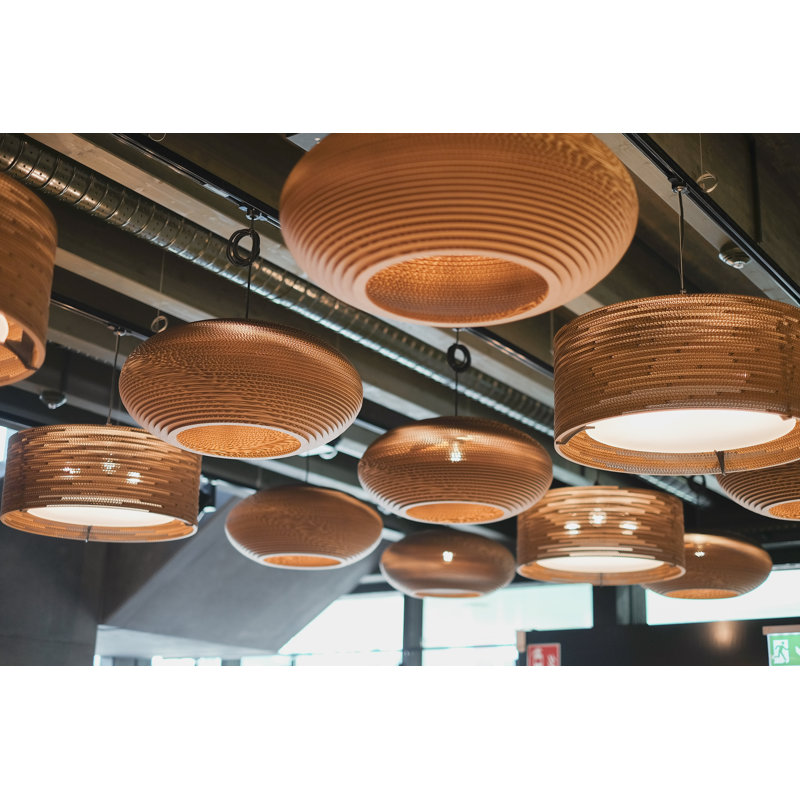Scraplight Drum Recycled Cardboard Pendant Light, 60" H x 24" W x 24" D, Blonde