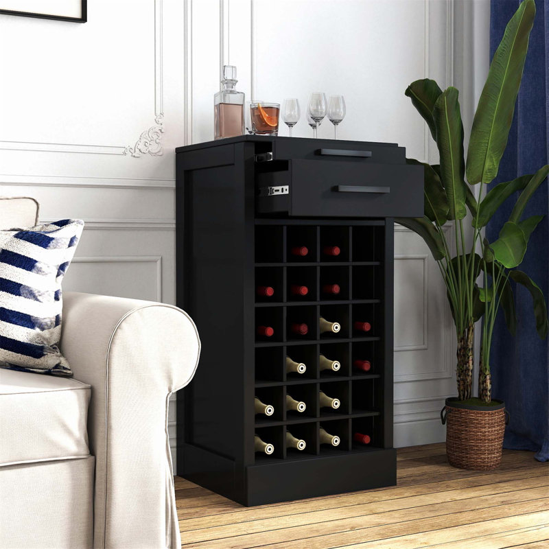 Armoire modulaire pour bar à vin avec huche, rangement spacieux et fonctionnalité d'affichage pour une utilisation polyvalente à la maison.