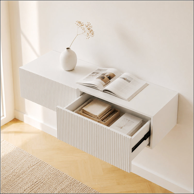 Meuble télé flottant côtelé Modern Handcrafted Modern