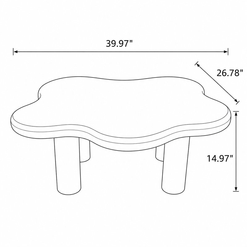 Table basse d'appoint Playful Modern Cloud Silhouette, Natural Wood