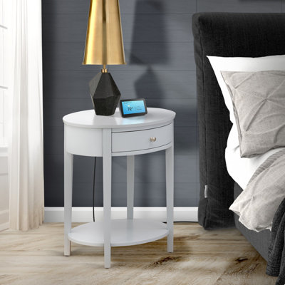 Table de chevet Mid-Century avec 1 tiroir Mid-Century moderne, stable et robuste - Finition gris urbain