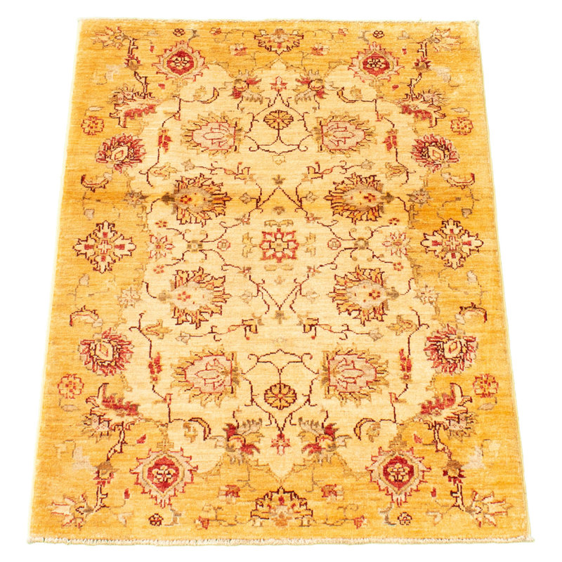 Tapis décoratif en laine Ivoire noué à la main New Age 2 pi 10 po x 4 pi 2 po one-of-a-kind