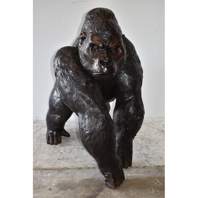 Statue géante en forme de gorille géant regardant autour de bronze, taille: 58 po x 38 po x H 60 po