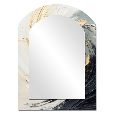 Radiant Revolve Modern Gold Spiral III - Abstract Spirals Arch Unique Wall Mirror, Modern