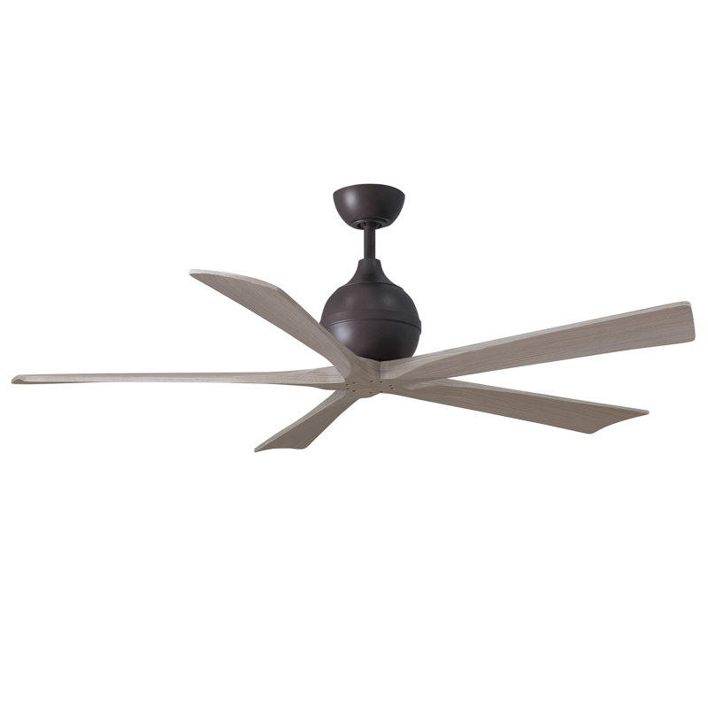 52" Irene 5-Blade Ceiling Fan with Wall Remote, 60", Textured Bronze, Gray Wash