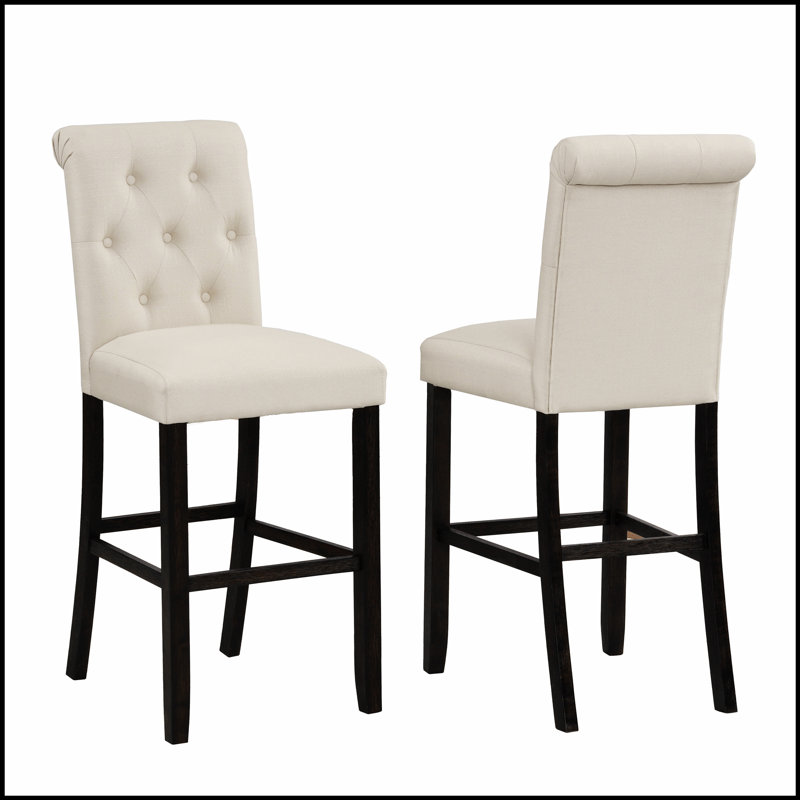 Ensemble de 2 tabourets de bar en bois massif Leviton, Tanné