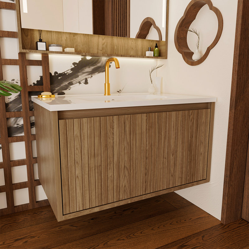 Armoire de meuble-lavabo 30 po sans lavabo en céramique, Chêne brun