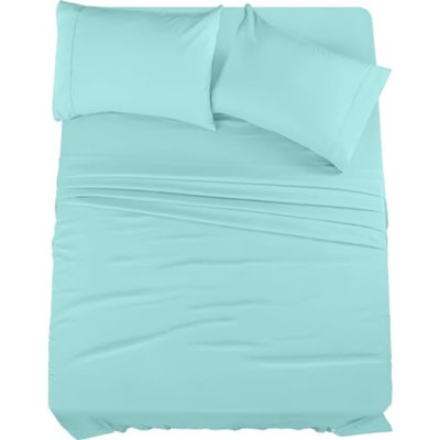 Bed Sheets Set - 4 Piece Bedding - Brushed Microfiber - Shrinkage And Fade Resistant - Easy Care (Full, Spa Blue)